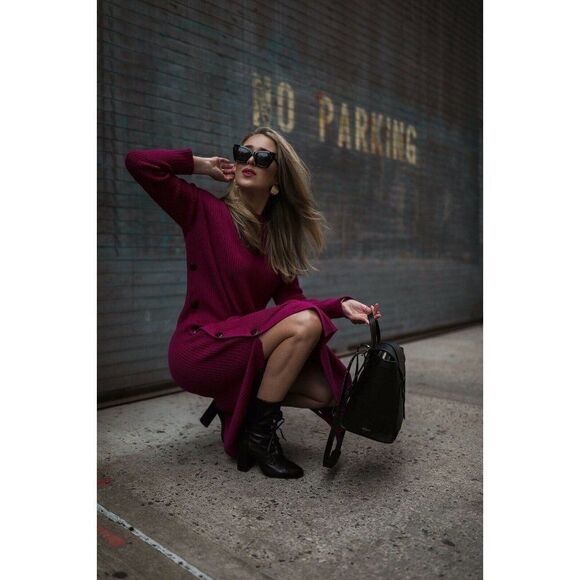 NEW MARA HOFFMAN Sz L FAYRE SWEATER DRESS RIBBED BUTTON MIDI MAXI DRESS - Picture 1 of 10